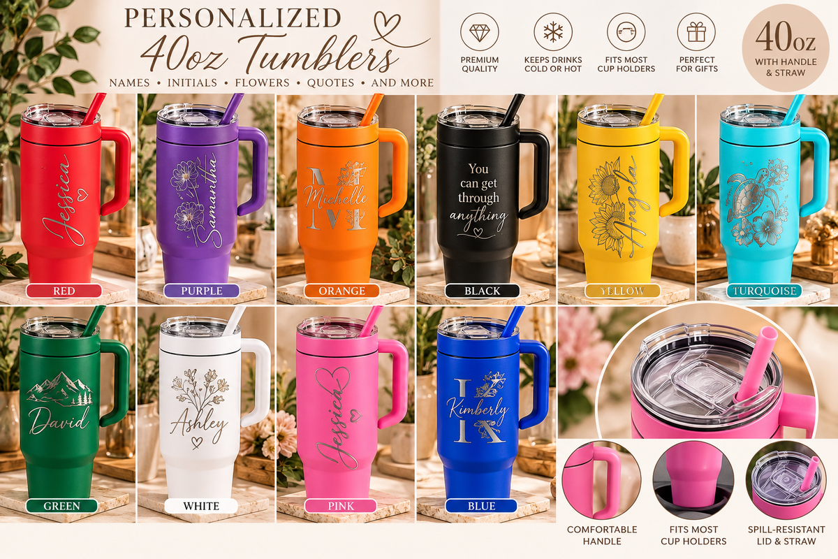 Personalized Engraved Tumblers | 20 oz, 30 oz & 40 oz