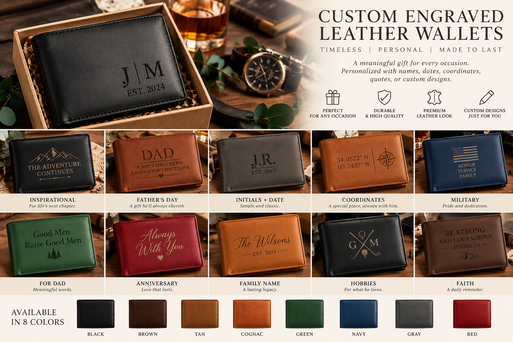 Personalized Engraved Wallet | Custom Name, Initials or Message