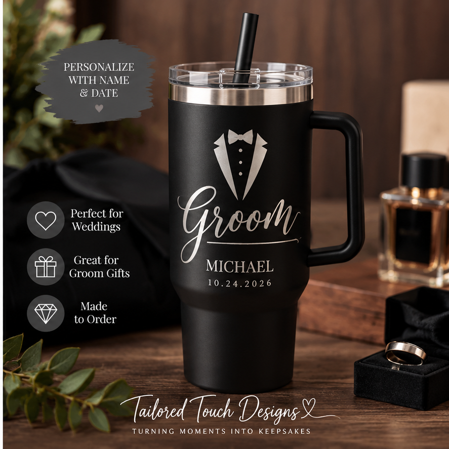 💍 Personalized Bride & Groom Tumblers | Wedding Keepsake Set