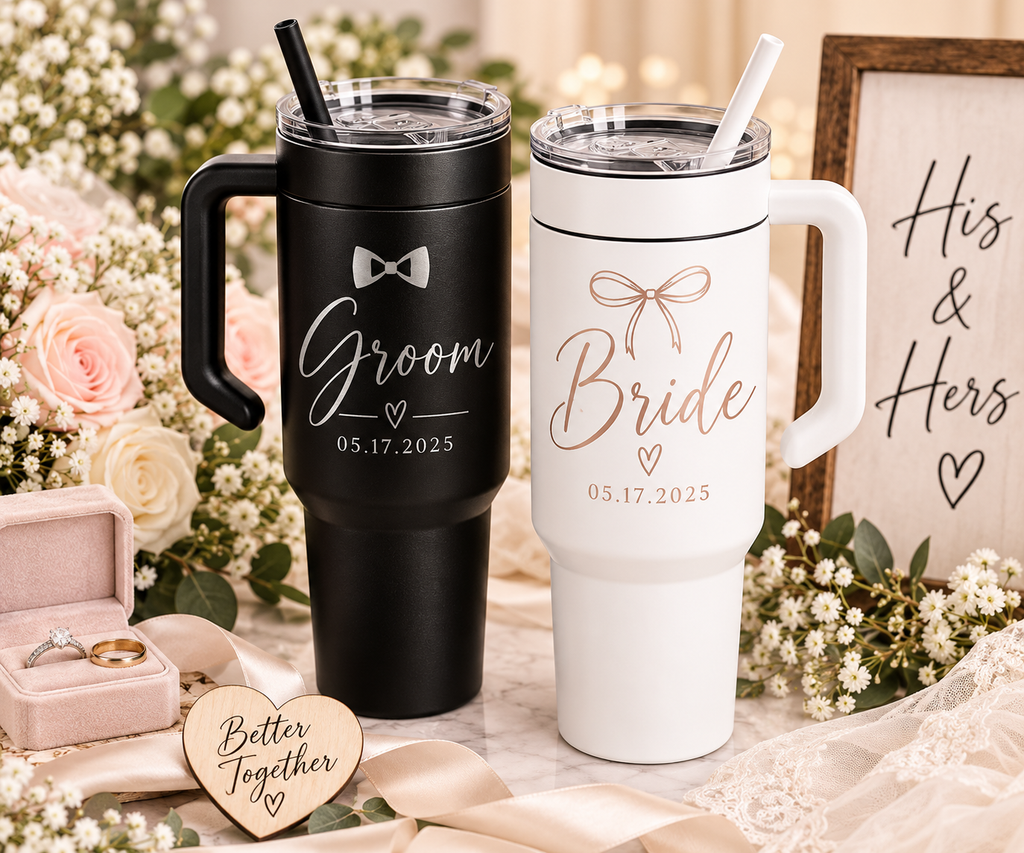 💍 Personalized Bride & Groom Tumblers | Wedding Keepsake Set